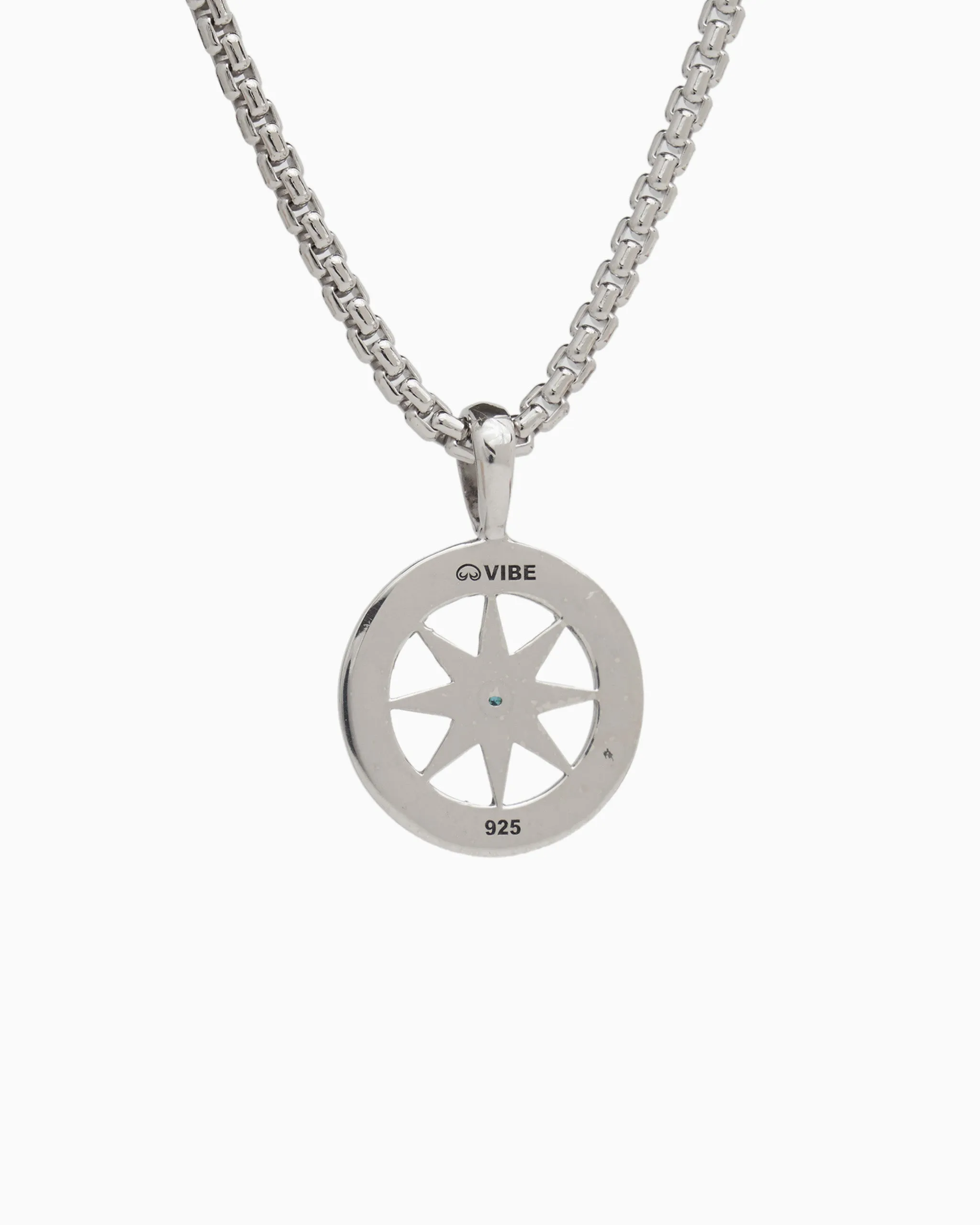 Compass Pendant with St. John Coordinates - Blue Zircon