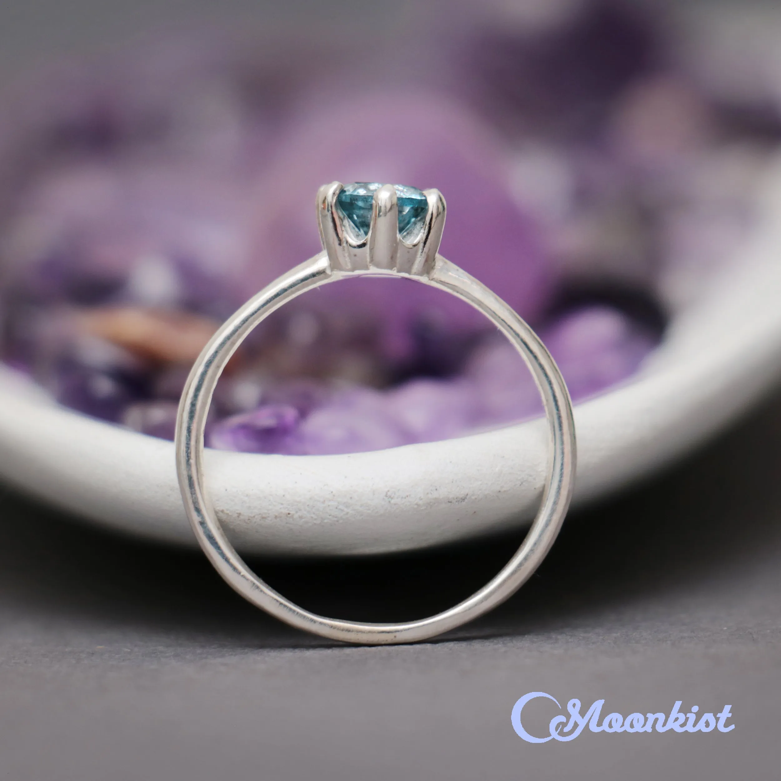 Cyan Blue Spinel Women's Solitaire Ring  | Moonkist Designs