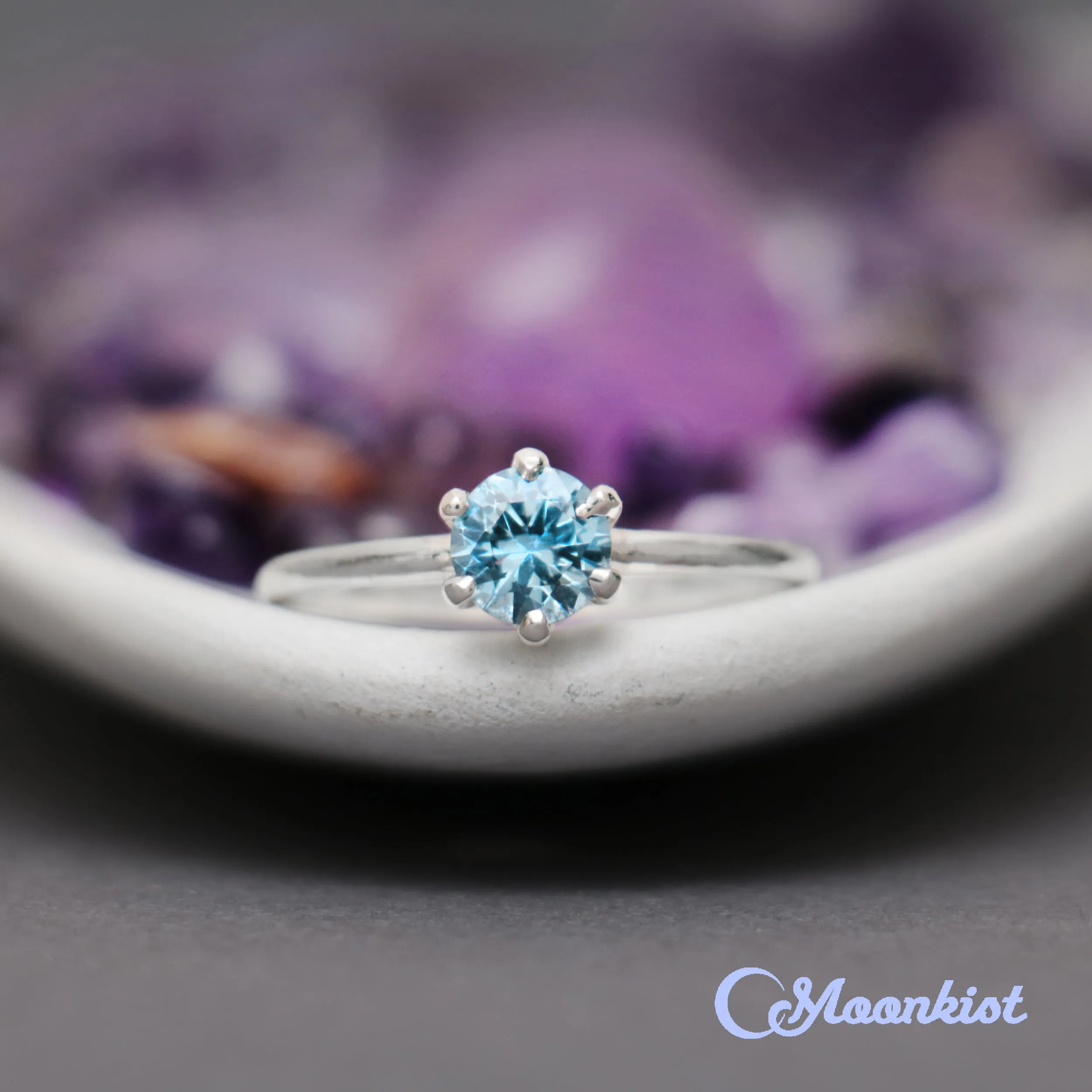 Cyan Blue Spinel Women's Solitaire Ring  | Moonkist Designs