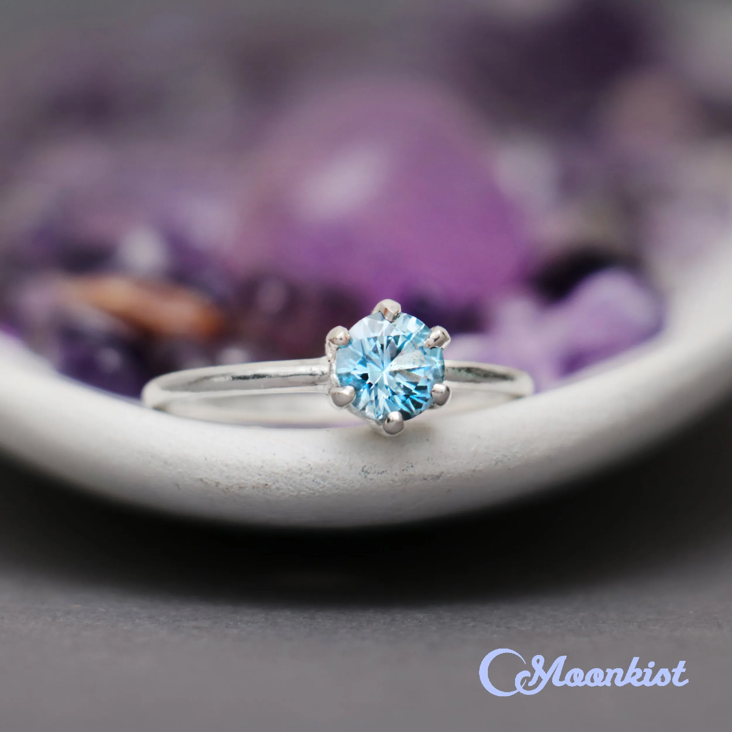 Cyan Blue Spinel Women's Solitaire Ring  | Moonkist Designs