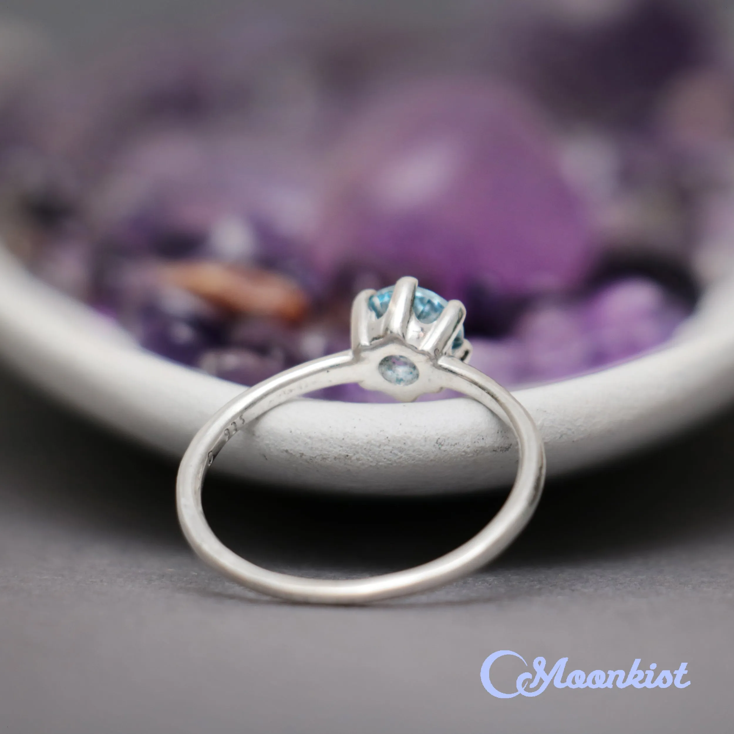 Cyan Blue Spinel Women's Solitaire Ring  | Moonkist Designs