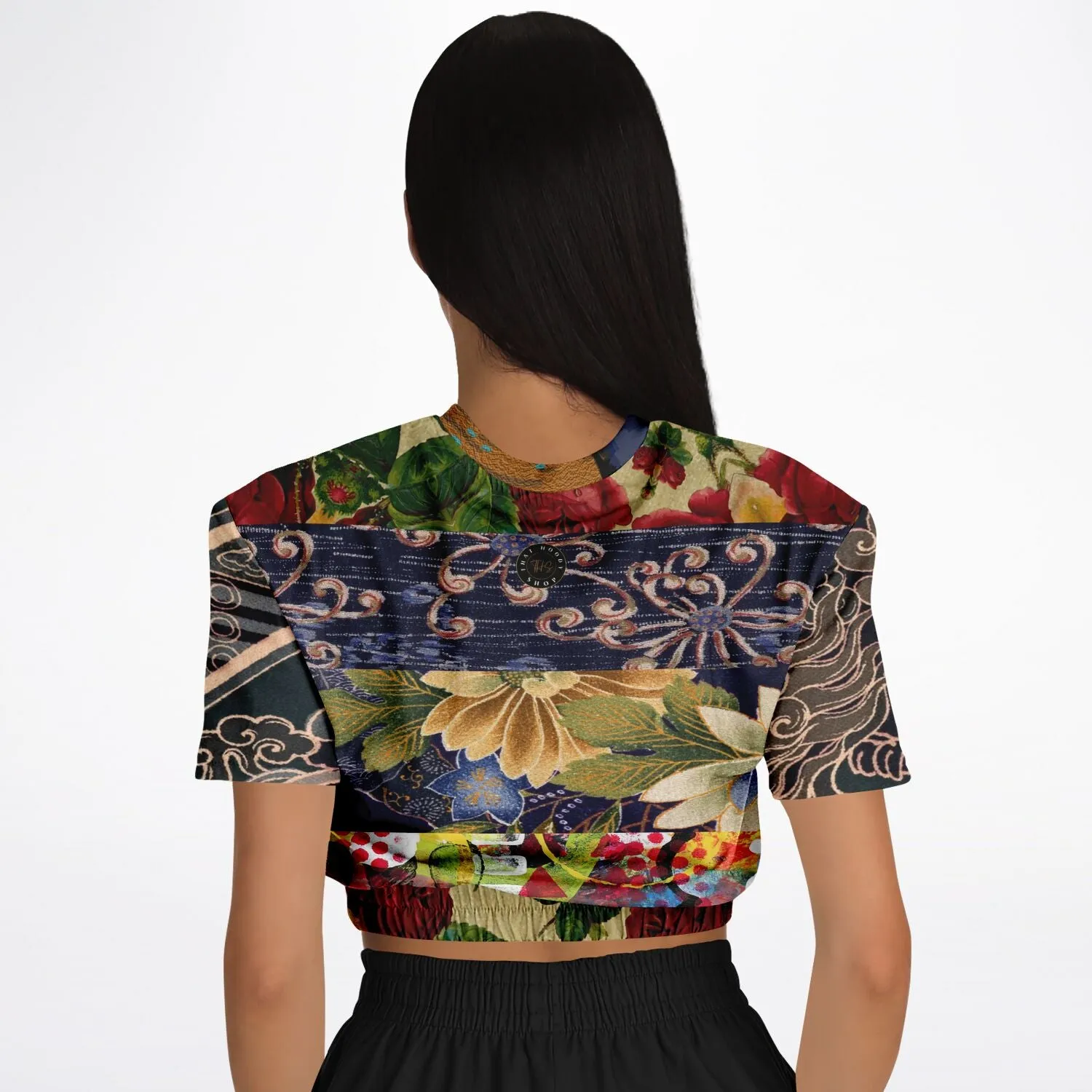 Dapper Cat Short Sleeve Cropped Eco-Poly Sweater