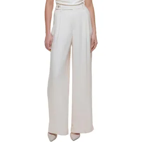 DKNY Womens High Rise Pleated Wide Leg Pants