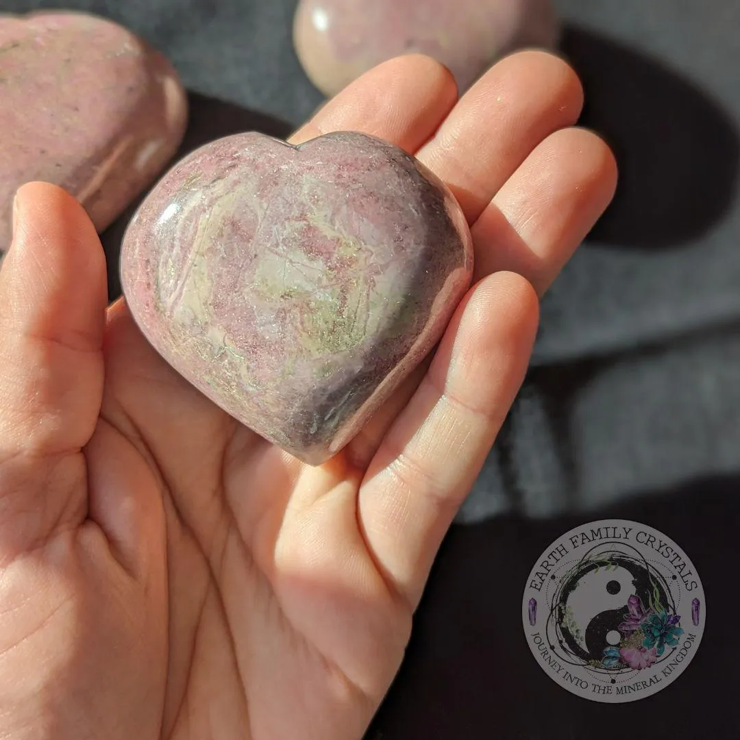 Dreamy Pink Rhodonite Puffy Heart Carving ~ A Loving and Sweet Healer