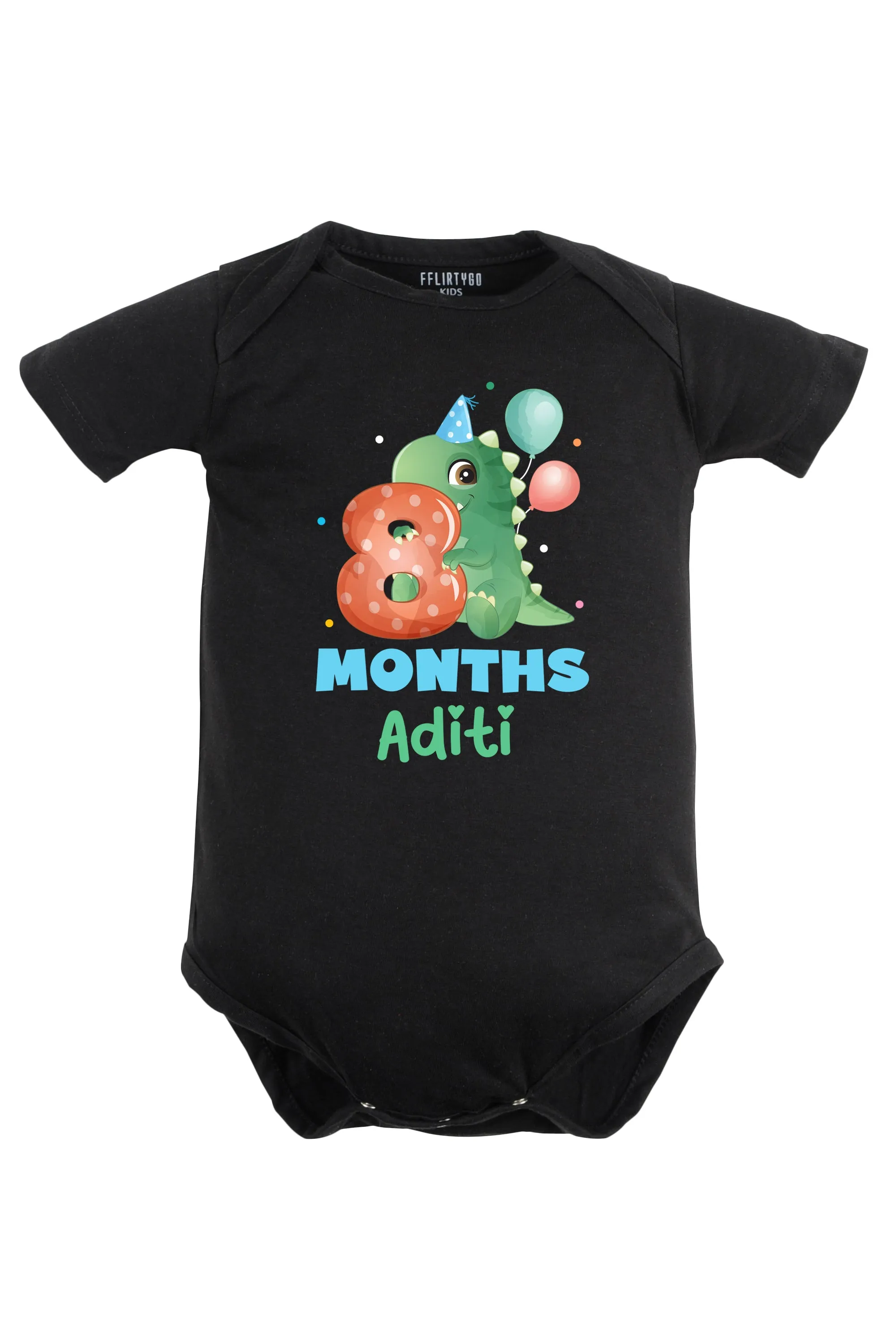 Eight Month Milestone Baby Romper | Onesies - Dino w/ Custom Name