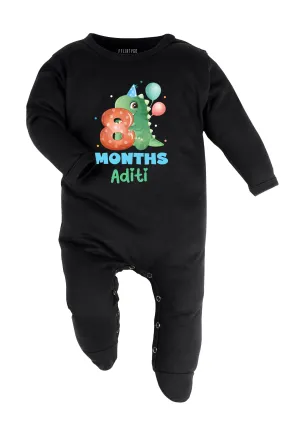 Eight Month Milestone Baby Romper | Onesies - Dino w/ Custom Name