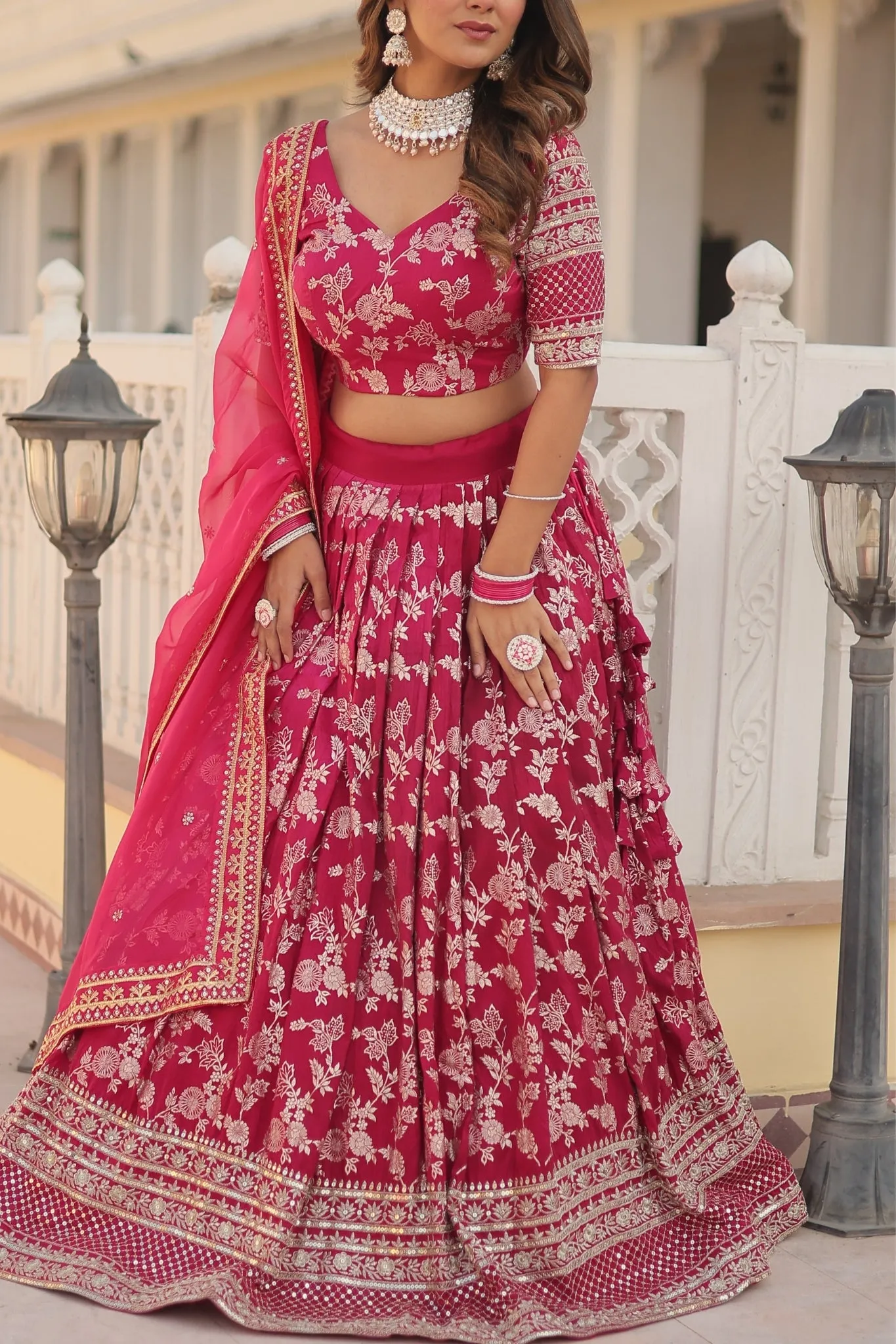 Elevate Your Style with a Designer Jacquard Lehenga Choli