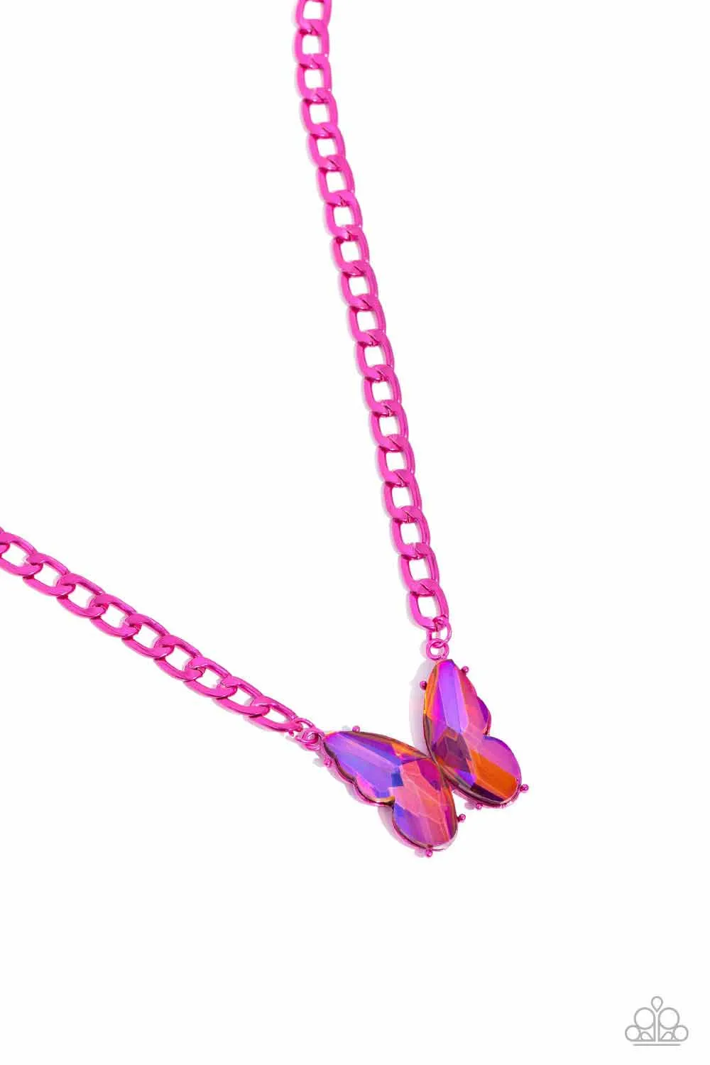 Fascinating Flyer Pink Butterfly Necklace - Paparazzi Accessories