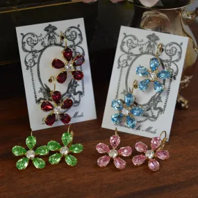 Floral Earrings - Swarovski Small Pear Stones