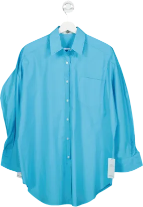 FRANKIE SHOP Blue Melody Oversized Organic Cotton Poplin Shirt UK XS/S