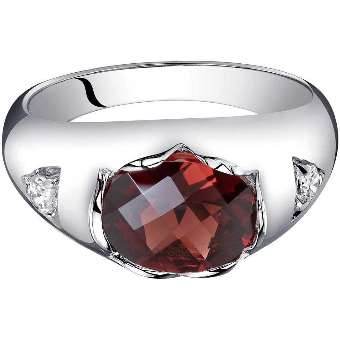 Garnet Oval Cut Sterling Silver Ring Size 6