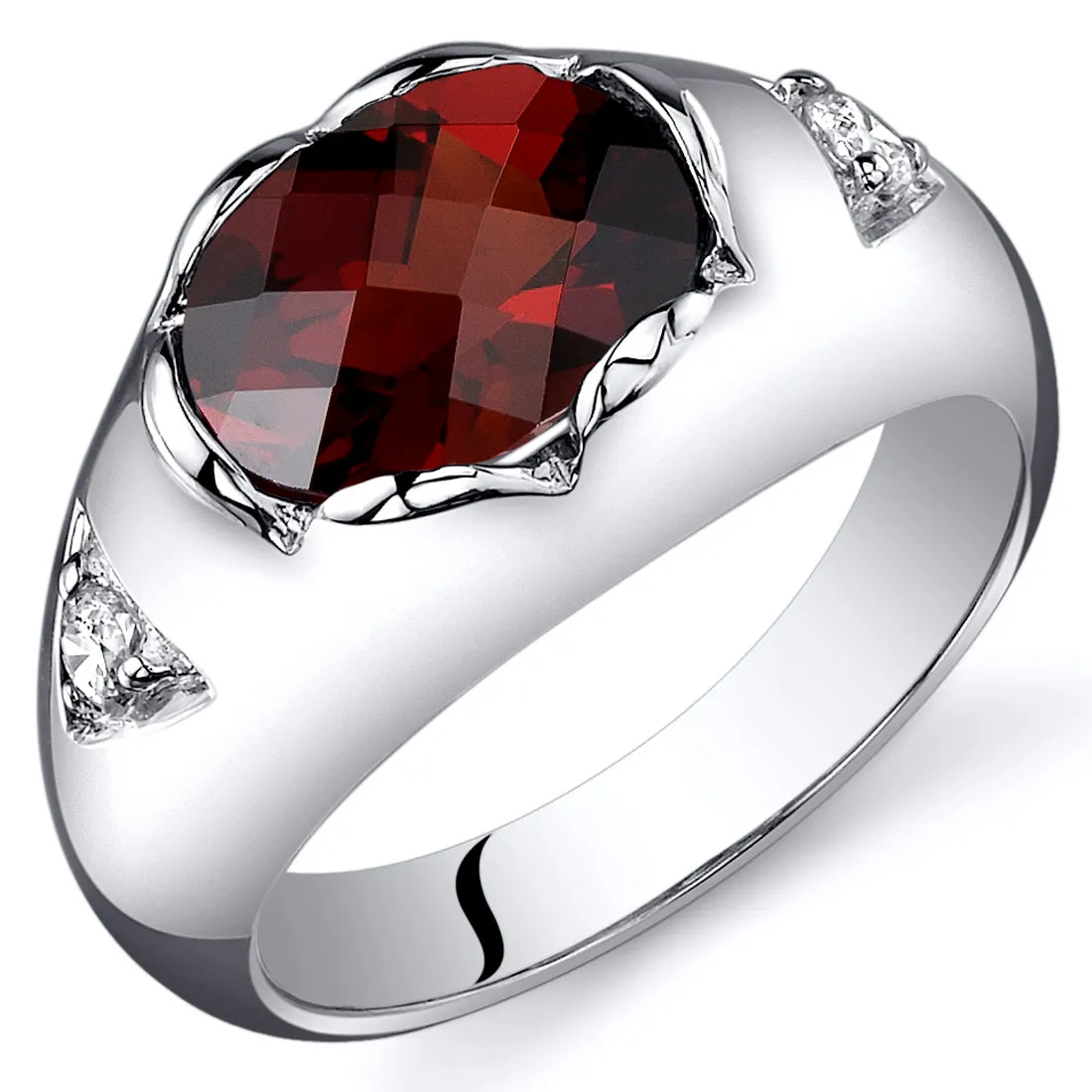 Garnet Oval Cut Sterling Silver Ring Size 6