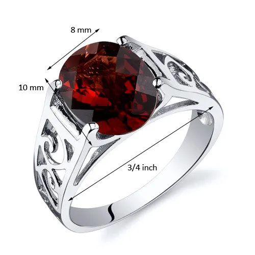 Garnet Oval Cut Sterling Silver Ring Size 9