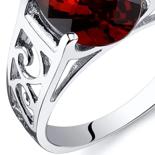 Garnet Oval Cut Sterling Silver Ring Size 9