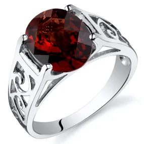 Garnet Oval Cut Sterling Silver Ring Size 9