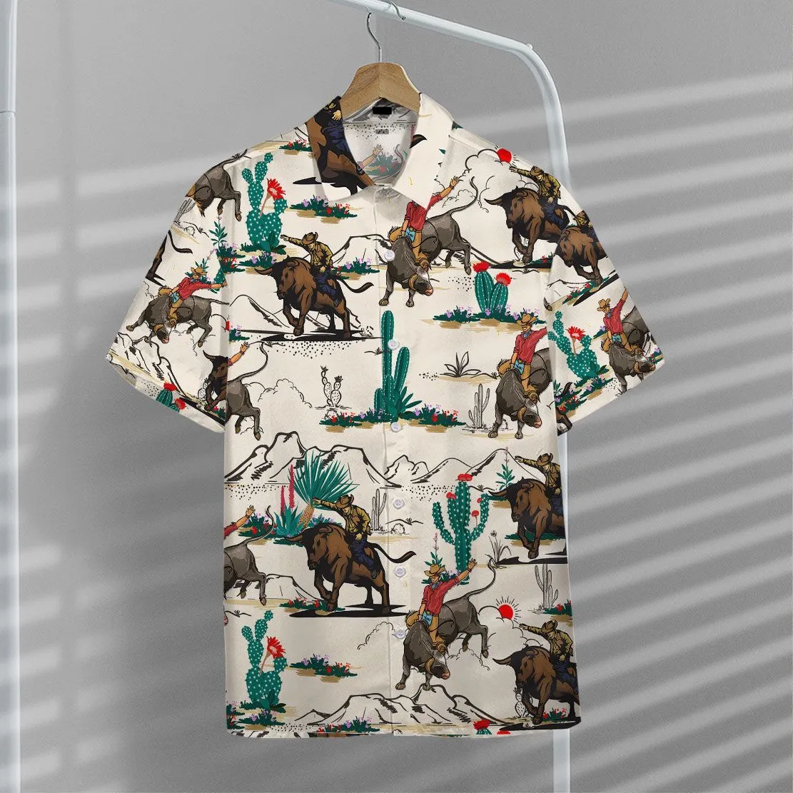 Gearhuman 3D Bull Riding Hawaii Shirt