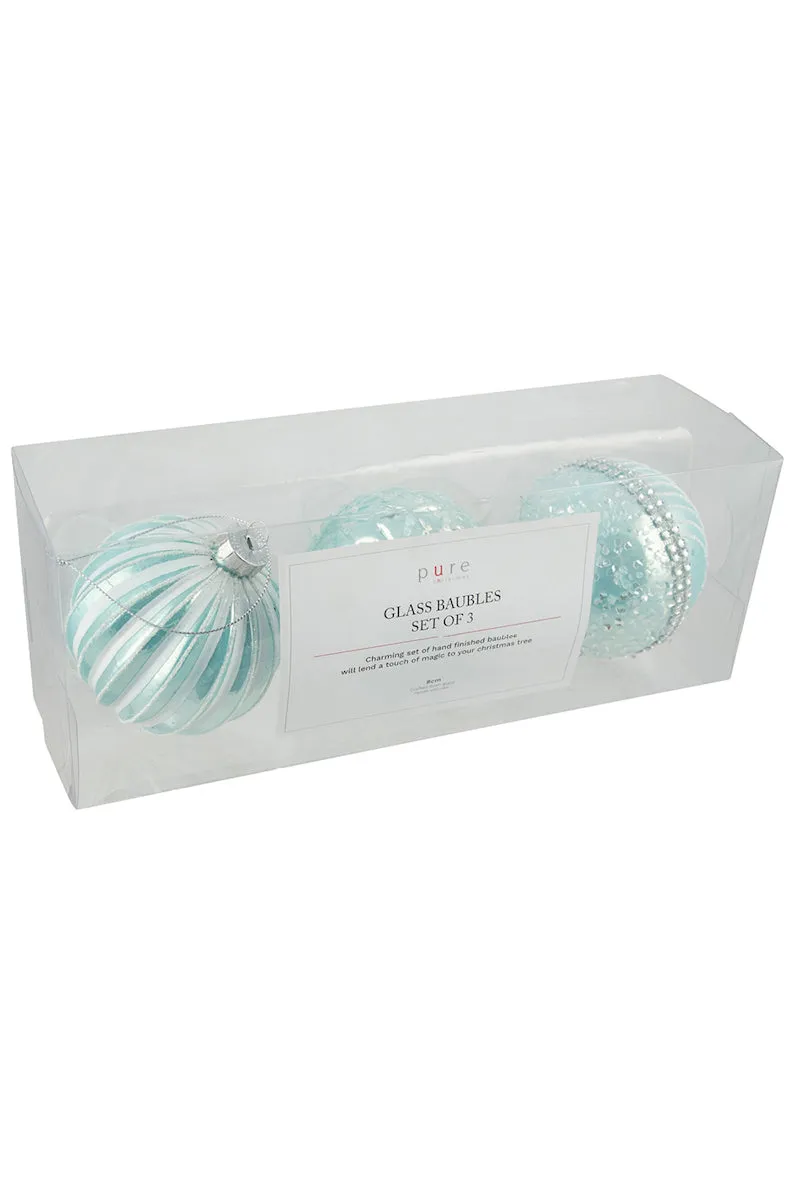 Glass Bauble Set, Aqua