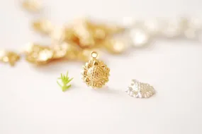 Gold Filled Sunflower Charm, Gold-Filled or Sterling Silver, Permanent Jewelry Wholesale Bulk Gold Filled Charms