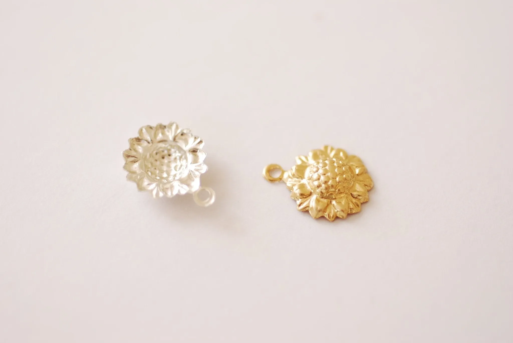 Gold Filled Sunflower Charm, Gold-Filled or Sterling Silver, Permanent Jewelry Wholesale Bulk Gold Filled Charms