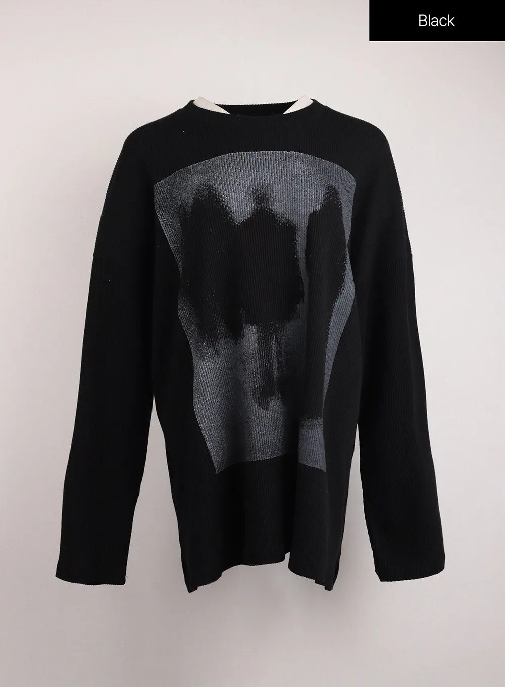 Graphic Oversized Ribbed Tee IJ410