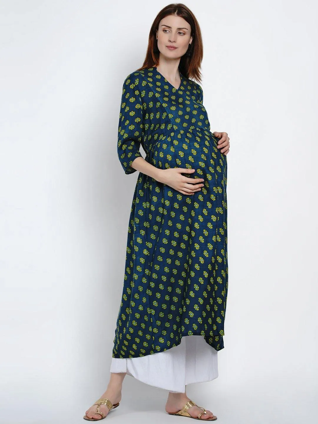 Green A-Line Maternity Kurta