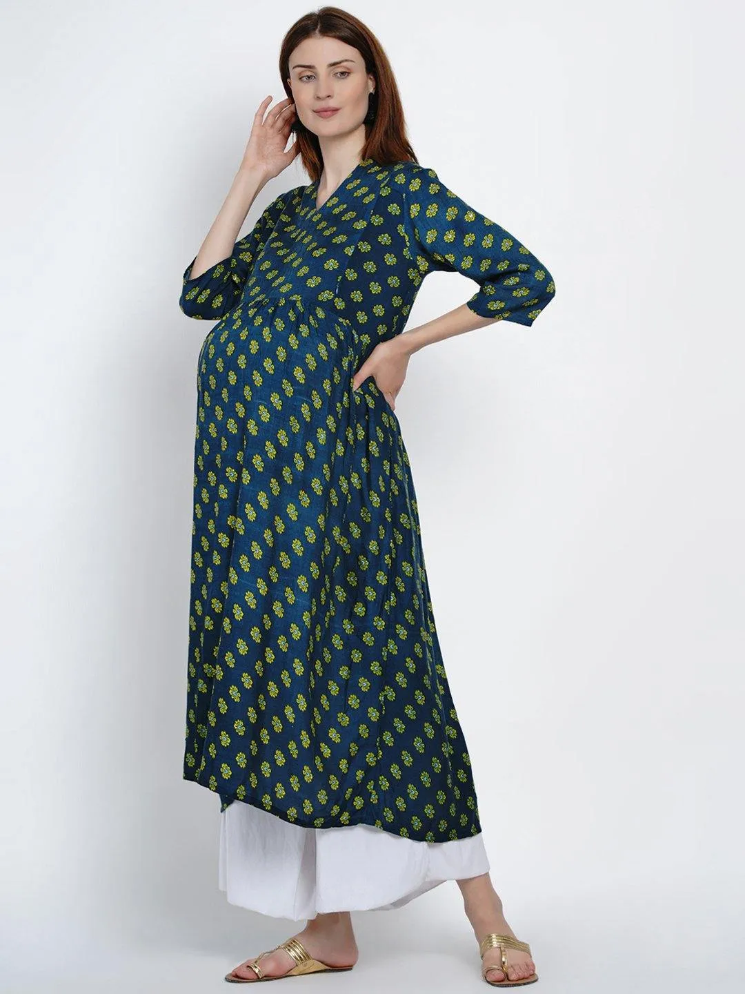 Green A-Line Maternity Kurta