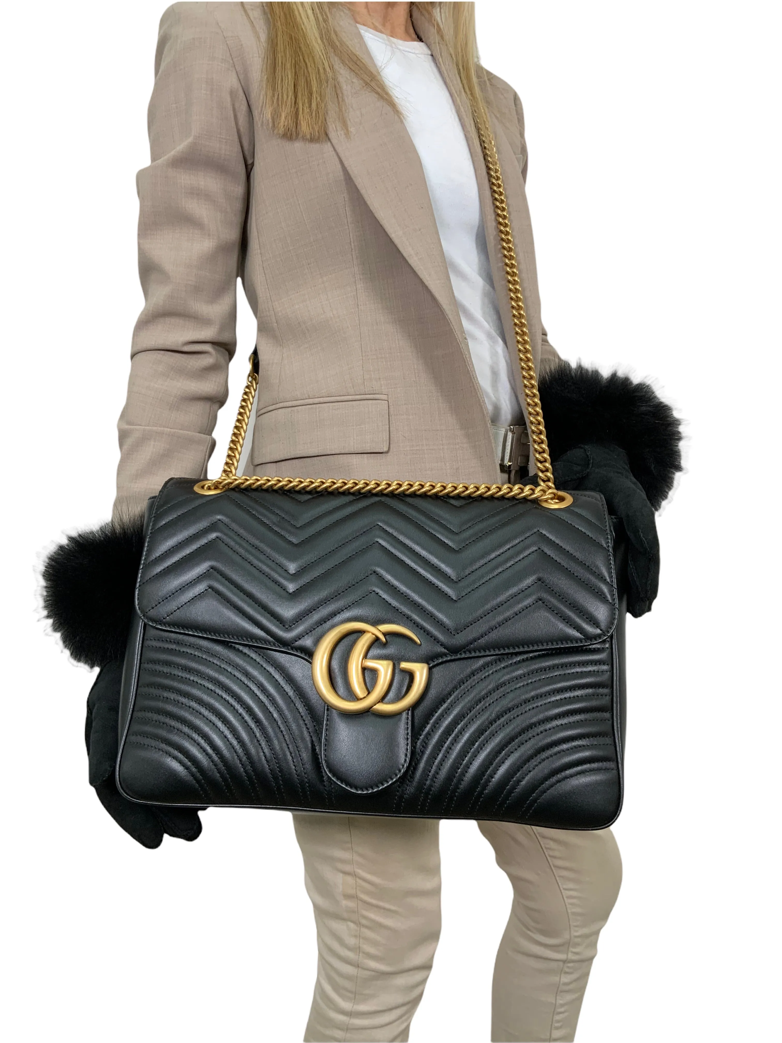 Gucci GG Marmont Large Matelassé Shoulder Bag NEW