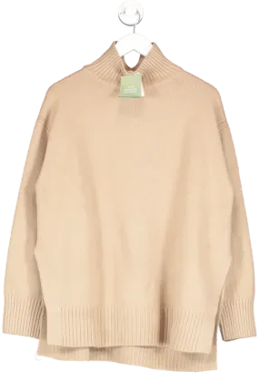 H&M Beige Oversized Polo Neck Jumper UK M