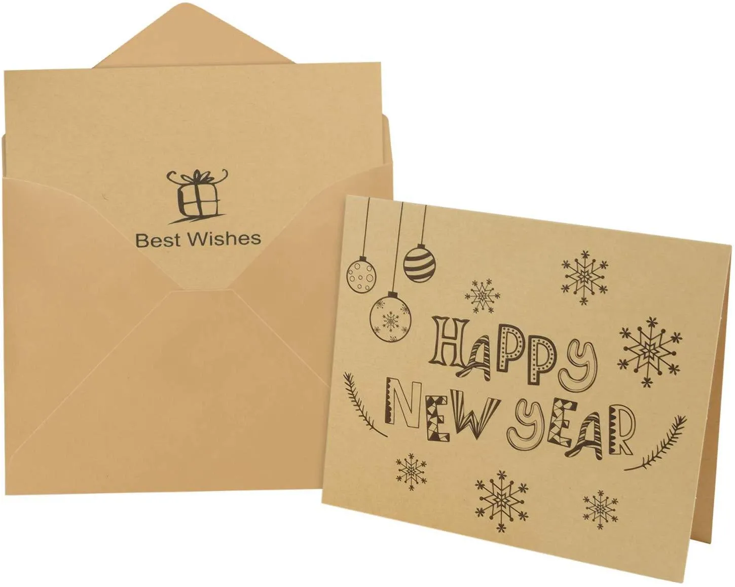 Happy New Year Greeting Cards with Envelopes and Stickers for Christmas