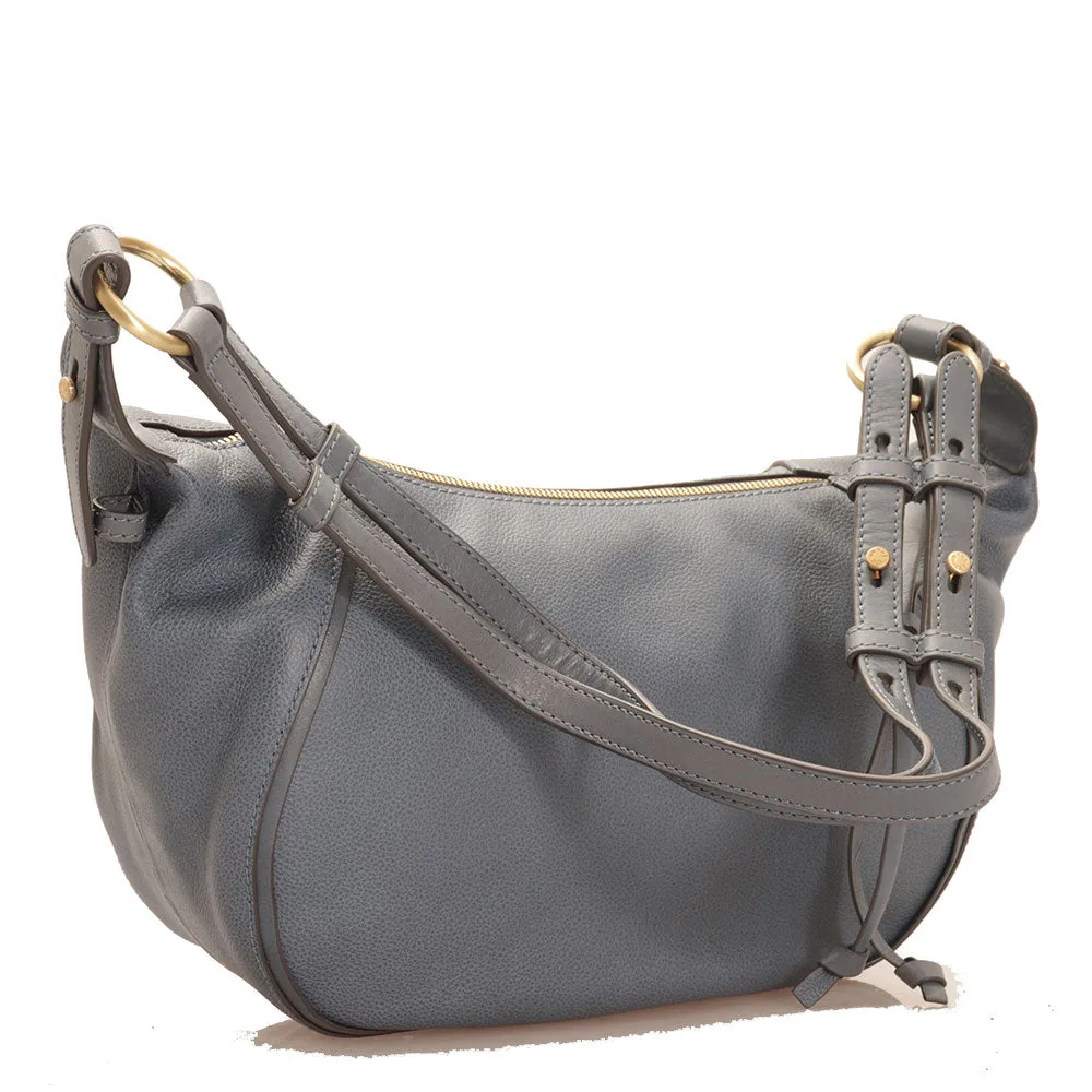 Hobo Bag Small Donna THE BRIDGE linea Domitilla in Pelle color Ceruleo