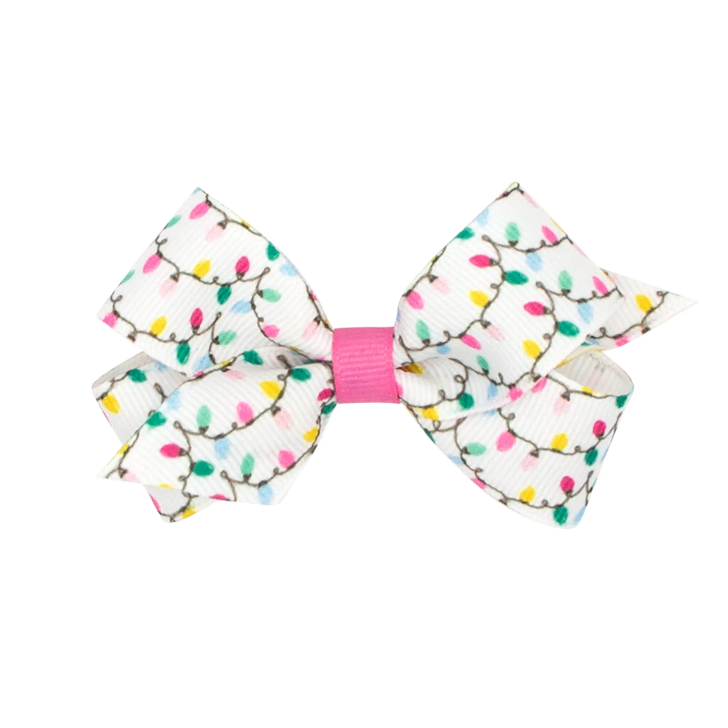 Holiday Lights Printed Grosgrain Hair Bow on Clippie