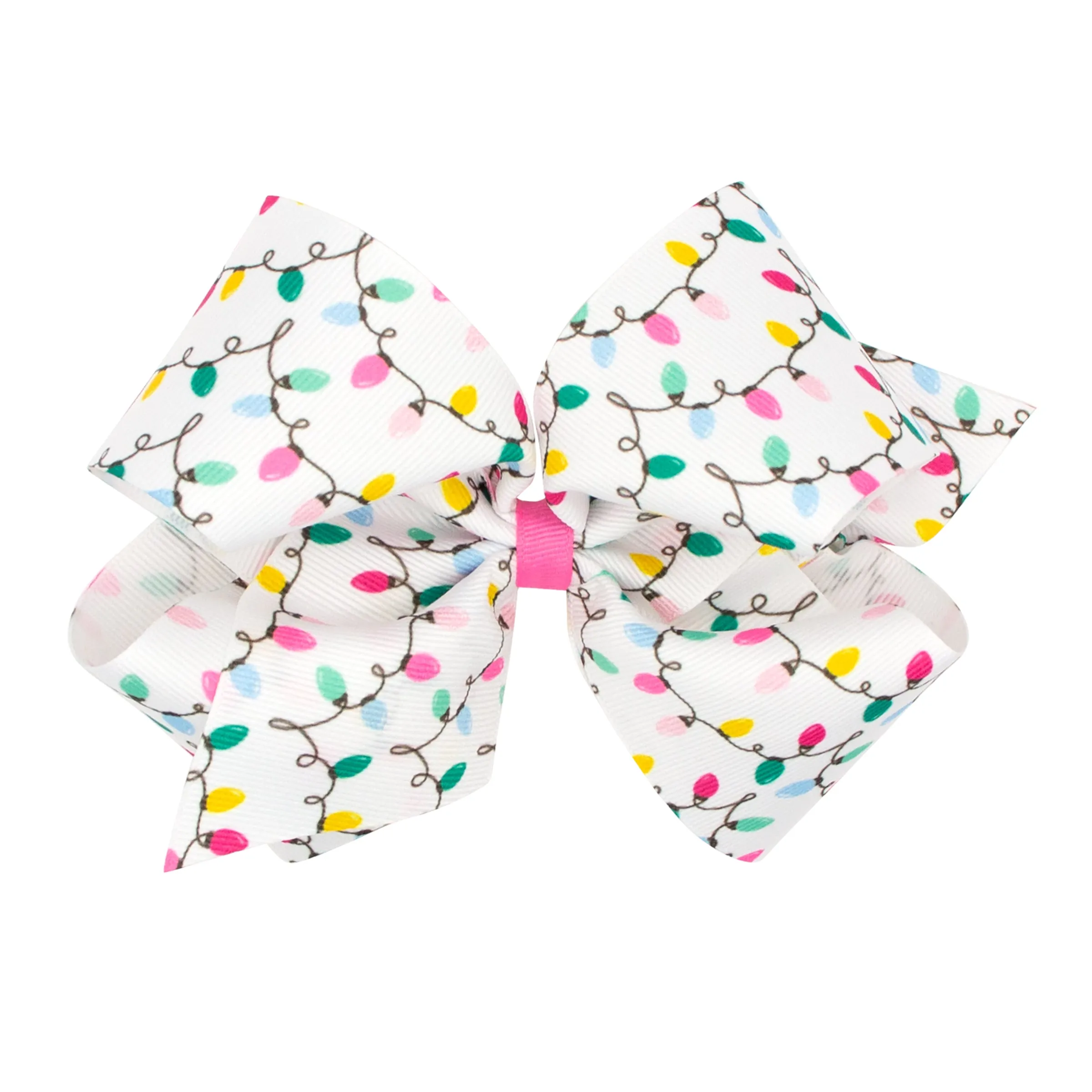 Holiday Lights Printed Grosgrain Hair Bow on Clippie