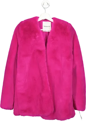 House of CB Pink Faux Fur Coat UK XS