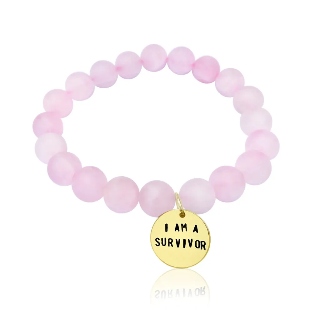 I am a Survivor - Affirmation Bracelet with Rose Quartz