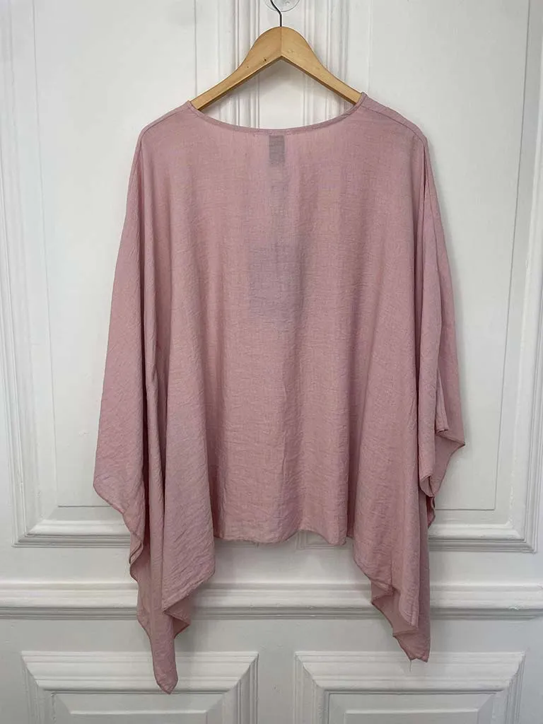 I.D Split Front V-Neck Top - Rose