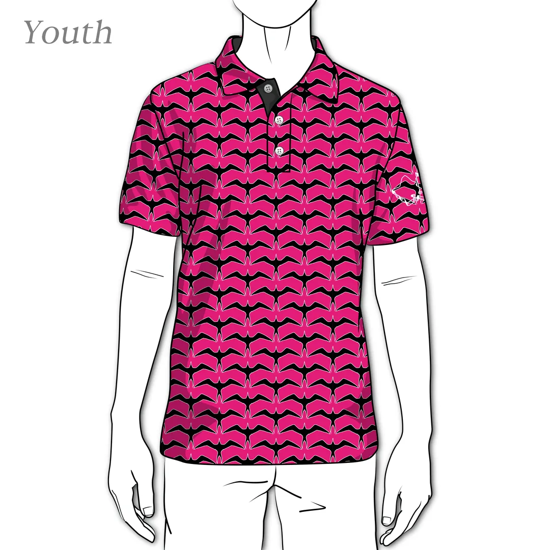 Iwa Flock Pink Sky - OGA Youth Polo - Magenta / Black