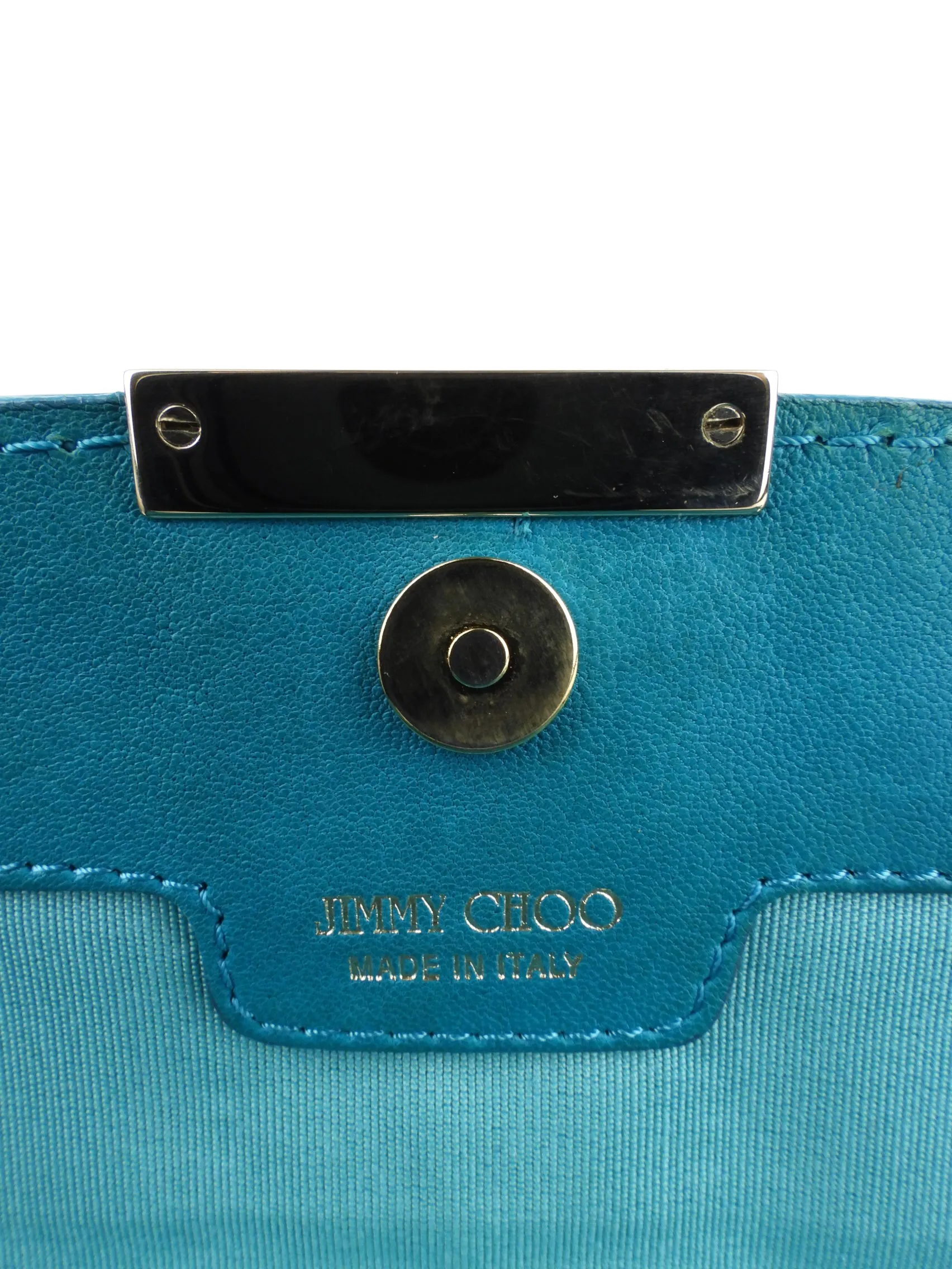 Jimmy Choo Blue Snakeskin Fringe Clutch Bag with Wrist Strap