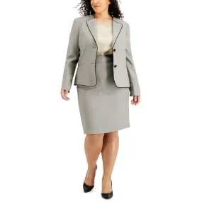 Le Suit Womens Plus Two Button Work Wear Skirt Suit