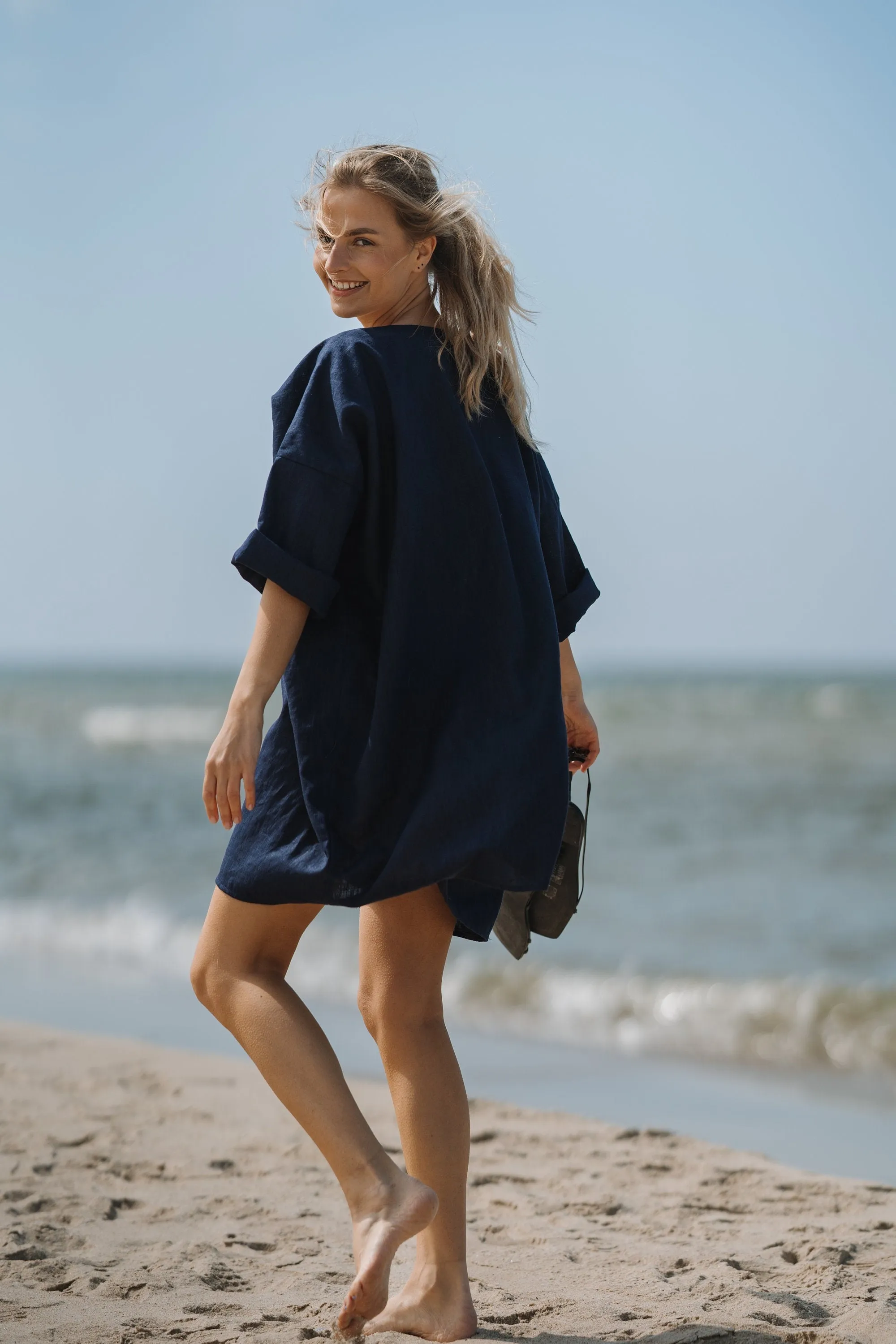 LeMuse MAYA linen dress, Deep blue, S