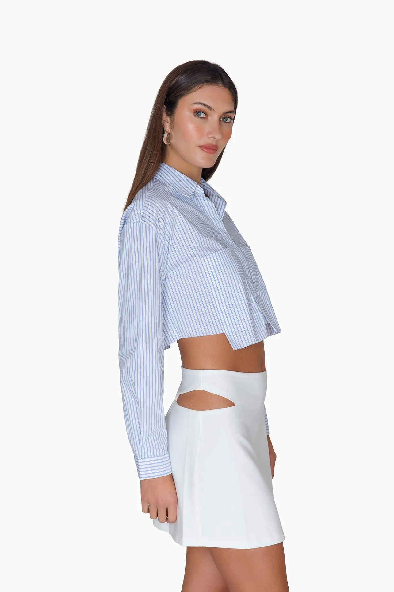 Lena Stripe Crop Shirt