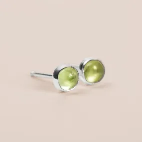 Lime Green Peridot Gemstone Stud Earrings