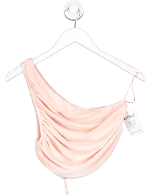 Lioness Pink Towelling One Shoulder Ruched Top UK M