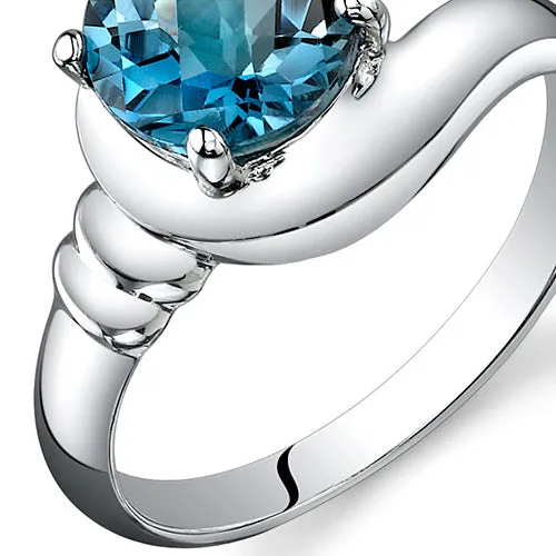 London Blue Topaz Round Cut Sterling Silver Ring Size 6