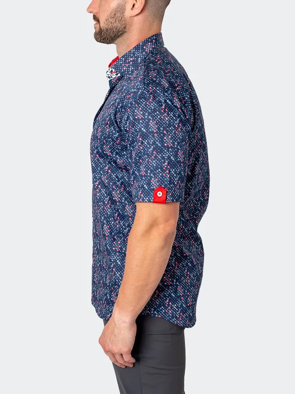 Maceoo Stretch Short-Sleeve Shirt | Galileo Markers Blue