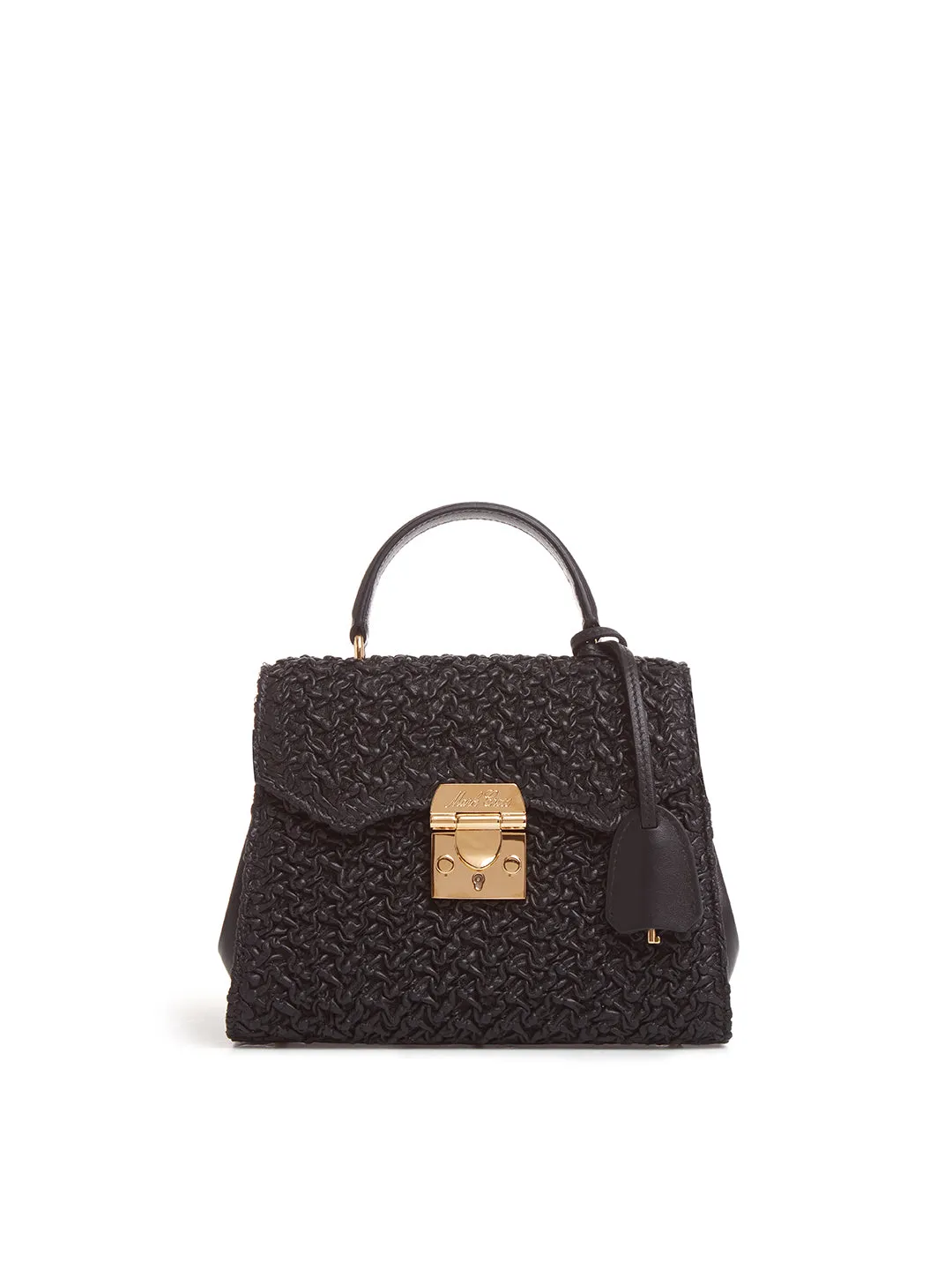 Madeline 21 Black Curly Leather Top Handle Bag