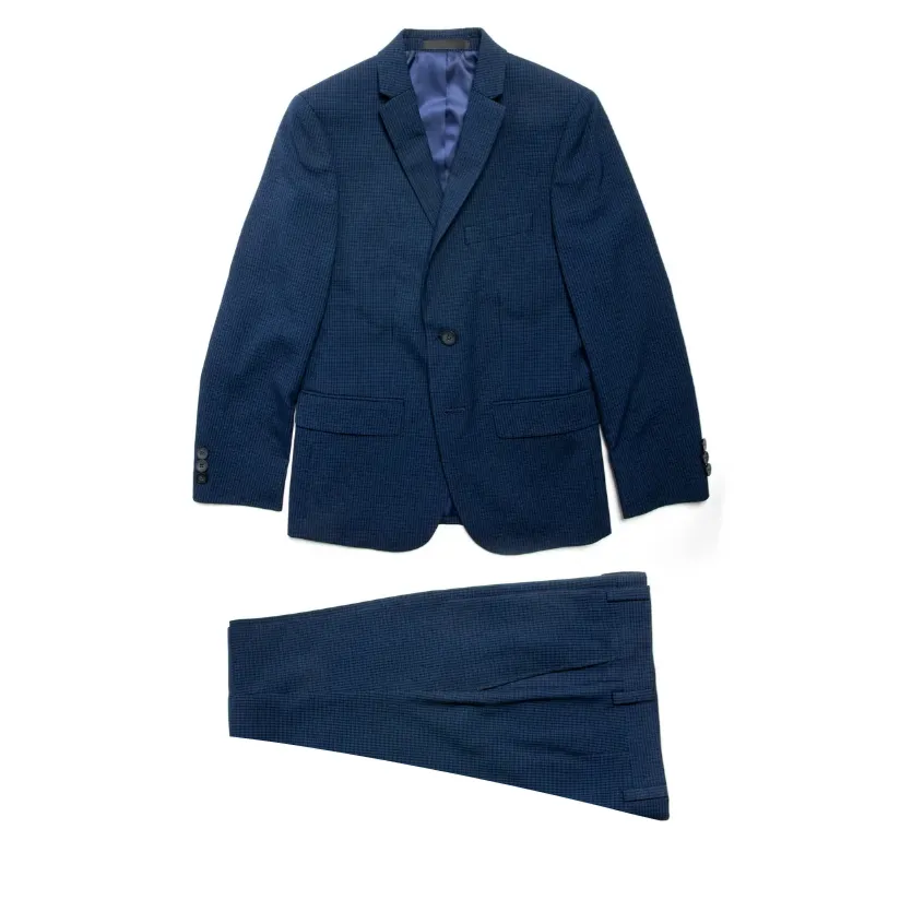 Marc New York Boys Skinny Blue Mini Grid Suit_ W0693