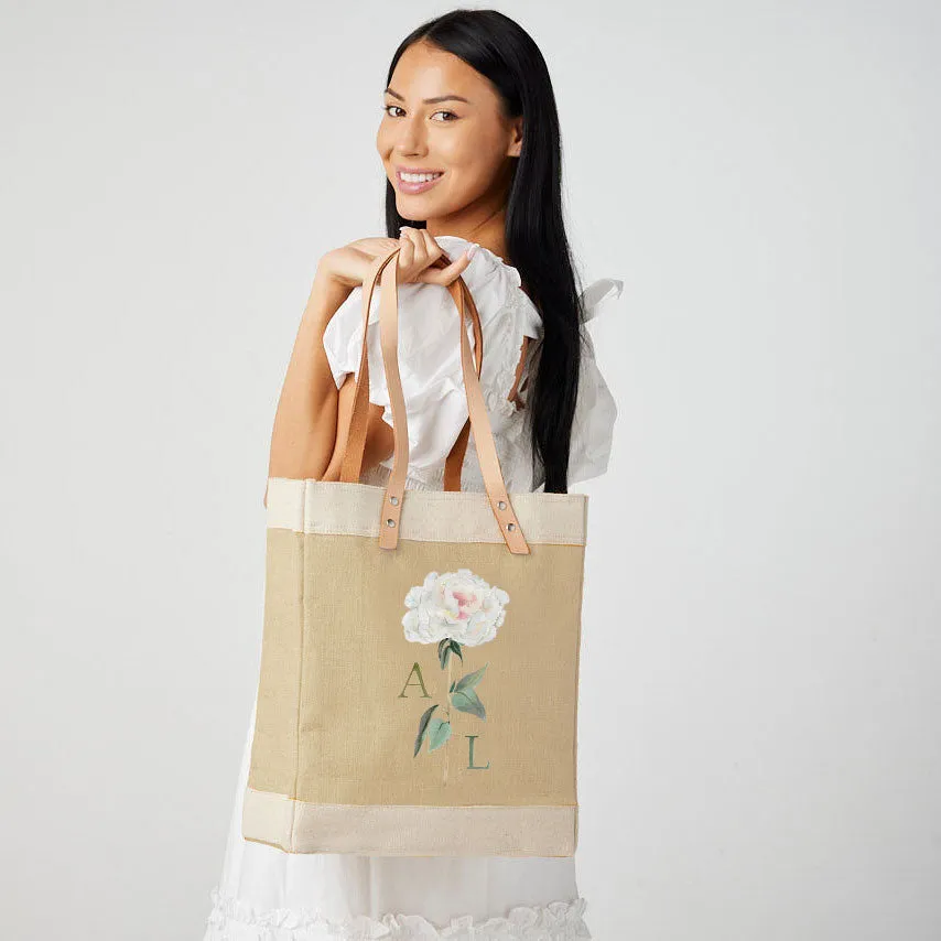 Market Tote in Natural Peony by Amy Logsdon