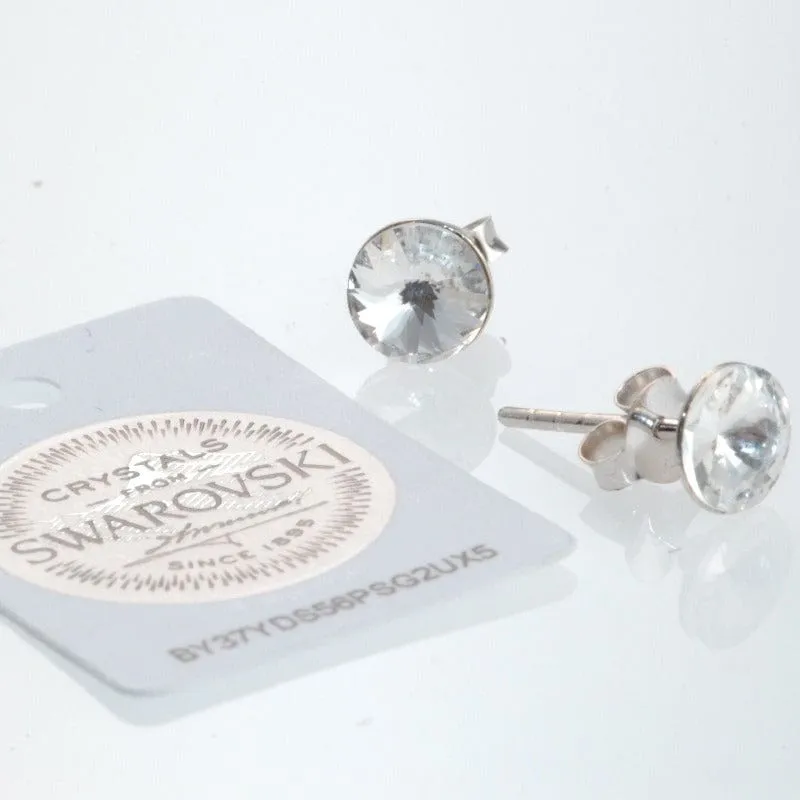 MCJ Swarovski Crystal Studs Round Stone