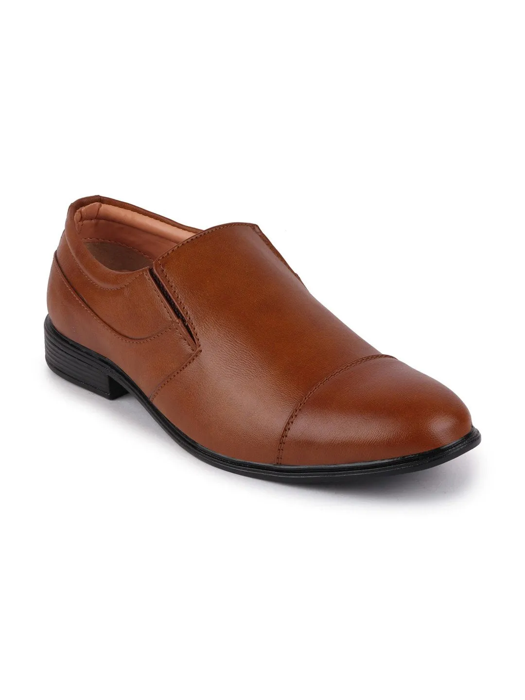 Men Tan Formal Slip-On Shoes