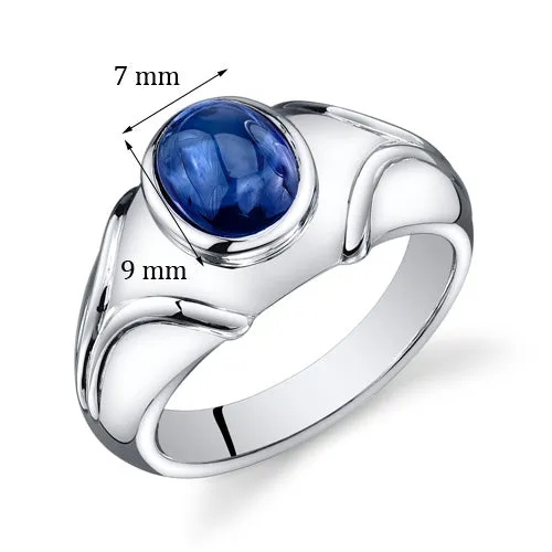 Mens 3.5 cts Sapphire Sterling Silver Ring Size 13